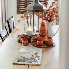 Rustic Fall Pumpkins Striped Table Runner