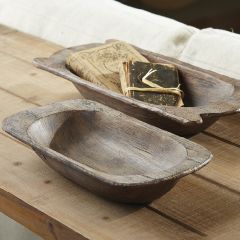 Rustic Farmhouse Dough Bowl Set of 2