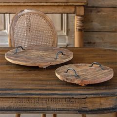 Rustic Farmhouse Handled Wine Trays Set of 2