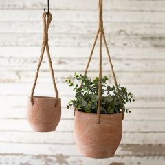 Rustic Farmhouse Hanging Clay Pot Set of 2