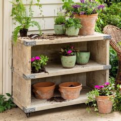 Rustic Farmhouse Rolling Potting Cart