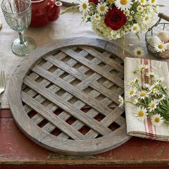 Rustic Farmhouse Round Wooden Lattice Charger Plate