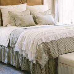 Rustic Farmhouse Ticking Stripe Bed Skirt Charcoal