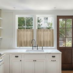 Rustic Farmhouse Ticking Stripe Tier Curtain Set of 2 Charcoal