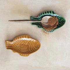 Rustic Fish Shaped Stoneware Dish Set of 2