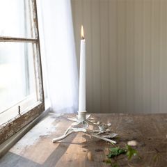 Rustic Floral Metal Taper Candle Holder