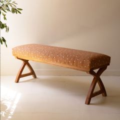 Rustic Floral Upholstered Bench | SHIPS FREE