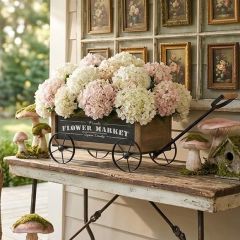 Rustic Flower Market Decorative Wagon Planter