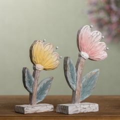 Rustic Flower on Base Tabletop Decor Set of 2