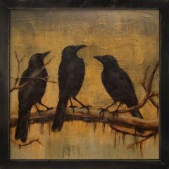 Rustic Framed Black Birds Wall Art