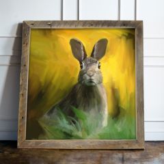 Rustic Framed Bunny in the Meadow Wall Art