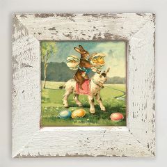 Rustic Framed Bunny on a Lamb Wall Art