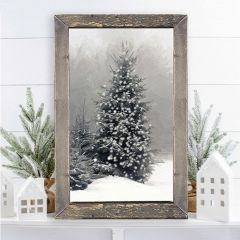 Rustic Framed BW Christmas Tree Wall Art