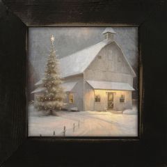 Rustic Framed Christmas Night Farm Wall Art