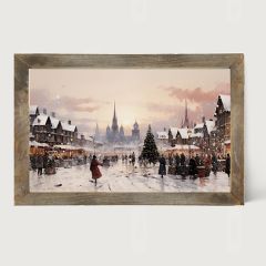 Rustic Framed Christmas Tree In The Square Wall Art