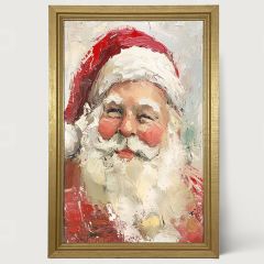 Rustic Framed Jolly Santa Vertical Wall Art