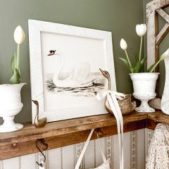 Rustic Framed Mute Swans Wall Art