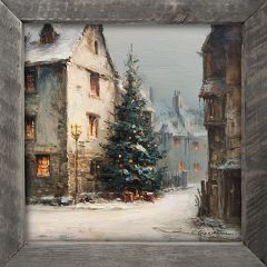 Rustic Framed Neighborhood Christmas Tree Wall Art