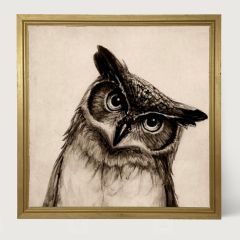 Rustic Framed Owl Pen and Ink Wall Art