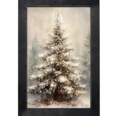 Rustic Framed Painted Light Conifer Wall Art