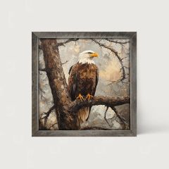 Rustic Framed Perched Eagle Wall Art