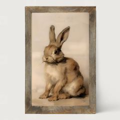 Rustic Framed Posing Bunny Vertical Wall Art