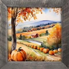Rustic Framed Pumpkins In A Row Wall Art