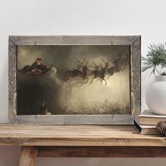 Rustic Framed Santa Delivering Presents Wall Art