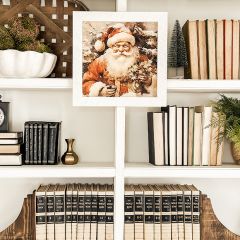 Rustic Framed Santa Smiling Square Wall Art