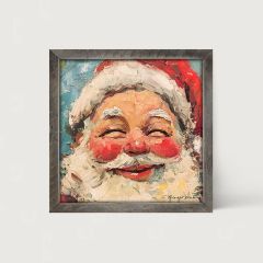 Rustic Framed Santa With Rosey Cheeks Wall Art
