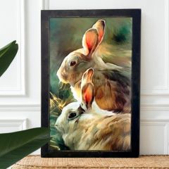 Rustic Framed Sunlit Bunnies Wall Art