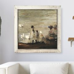 Rustic Framed Swans In Central Park Wall Art