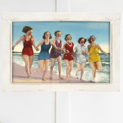 Rustic Framed Vintage Running on the Beach Wall Art