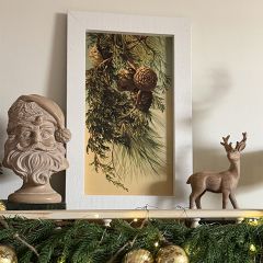 Rustic Framed Vintage Small Pine Cones Wall Art