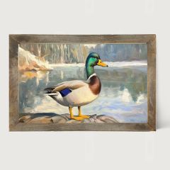Rustic Framed Waterside Duck Horizontal Wall Art