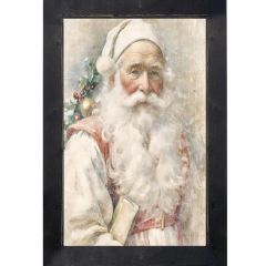 Rustic Framed White Background Santa 10 Vertical Wall Art