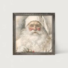 Rustic Framed White Background Santa 9 Wall Art