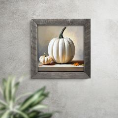 Rustic Framed White Pumpkins Still Life Wall Art