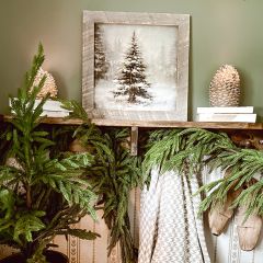Rustic Framed Winter Conifer Wall Art Decor