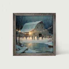 Rustic Framed Winter Gathering at the Barn Wall Art