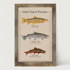 Rustic Framed Wisconsin Trout Vertical Wall Art