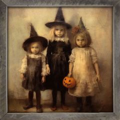 Rustic Framed Witchy Children Trio Wall Art