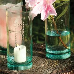 Rustic Glass With Cross Detail Set of 6