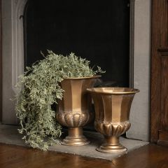 Rustic Gold Metal Urn Set of 2