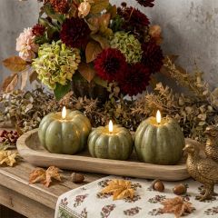 Rustic Green Pumpkin Flameless Candle