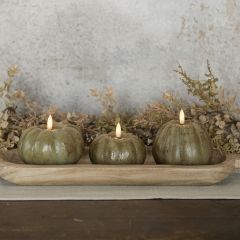 Rustic Green Pumpkin Flameless Candle