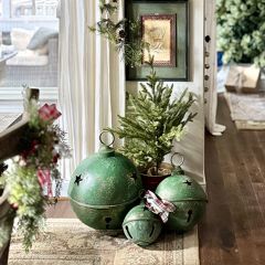 Rustic Green Sleigh Bell with Stars