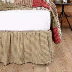 Rustic Green Ticking Stripe Bedskirt