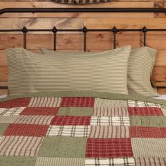 Rustic Green Ticking Stripe Pillowcase Set of 2 King