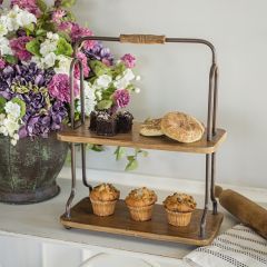 Rustic Industrial 2 Tier Display Stand